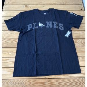 NWT Planes Logo T Shirt Size XL Men’s Black Short Sleeve MSRP $45